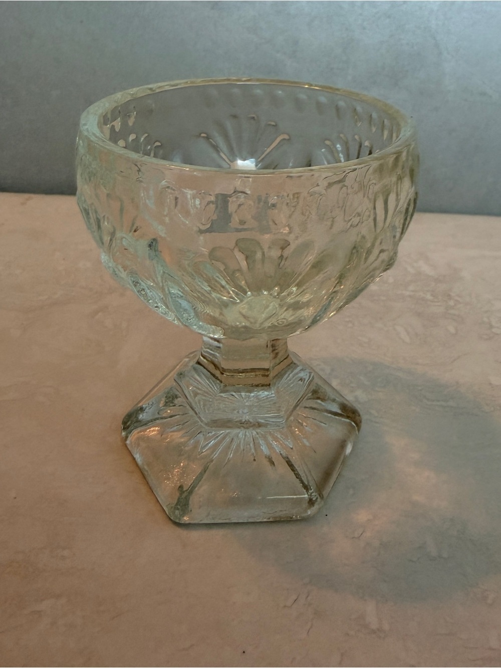 Vintage Crystal Cut Clear Glass Egg Tealight Holder Trinket Dish 3.5”